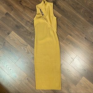 CUSHNIE ET OCHS Alsia Cutout Knit Midi Dress Green Small